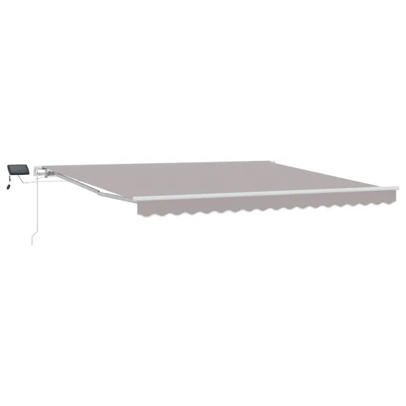 Marchiză retractabilă manuală cu LED gri 4x3.5 m | vidaXL