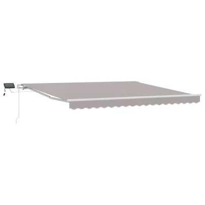Marchiză retractabilă manuală cu LED gri 4x3.5 m | vidaXL