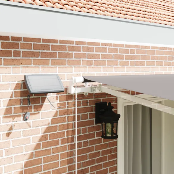 Marchiză retractabilă manuală cu LED gri 4x3.5 m | vidaXL