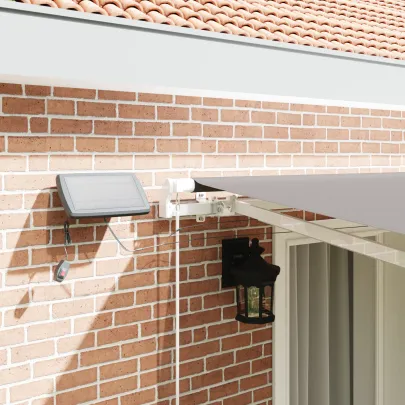 Marchiză retractabilă manuală cu LED gri 4x3.5 m | vidaXL