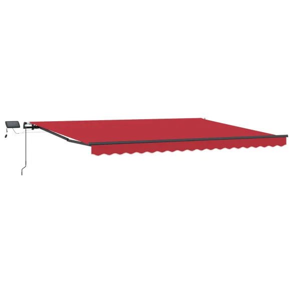 Marchiză Manuală Retractabilă cu LED Roșu 400x350 cm | vidaXL