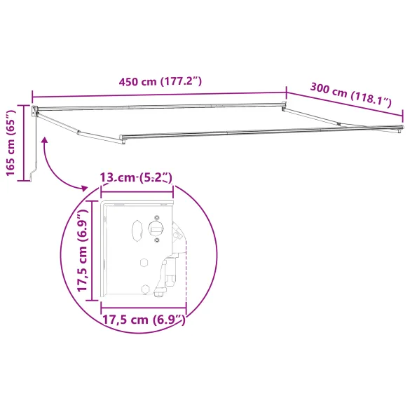 Marchiză Exterior Retractabilă Galben-Portocalie 450x300 cm