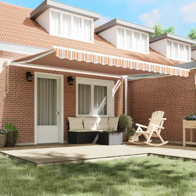 Marchiză Retractabilă Manuală 450x300 cm - Dungi Portocaliu