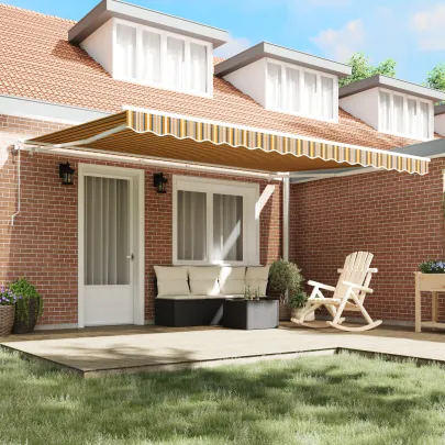 Marchiză Automată Exterior cu Dungi Multicolore 450x300 cm