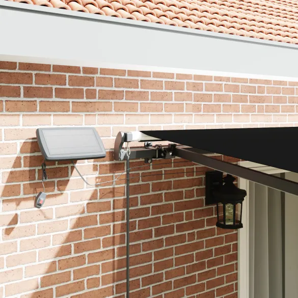 Marchiză Retractabilă Manuală cu LED 4.5x3m Negru | vidaXL