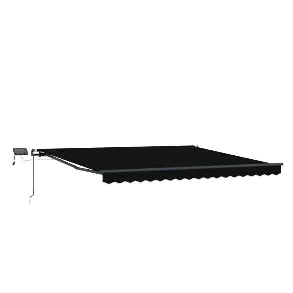 Marchiză Retractabilă Manuală cu LED 4.5x3m Negru | vidaXL