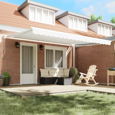 Marchiză Manuală Retractabilă Alb 450x300 cm - Cadru 4.5x3 m