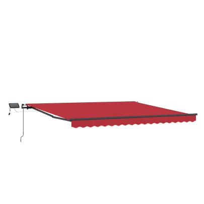 Marchiză Retractabilă cu LED, Roșie 450x300 cm - vidaXL