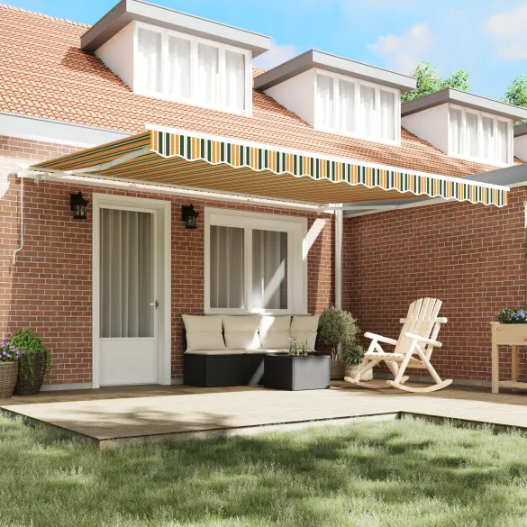 Marchiză Retractabilă Verde-Galben 450x300 cm - UMBRĂ Exterioară