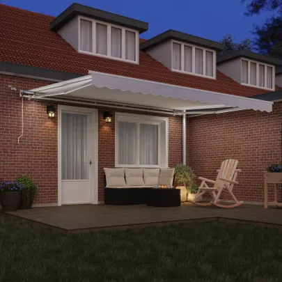Marchiză automată cu LED 4.5x3.5m - Material alb | vidaXL