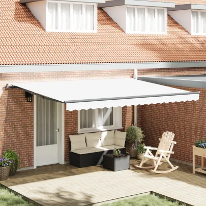 Marchiză manuală retractabilă albă 4.5x3.5 m - vidaXL