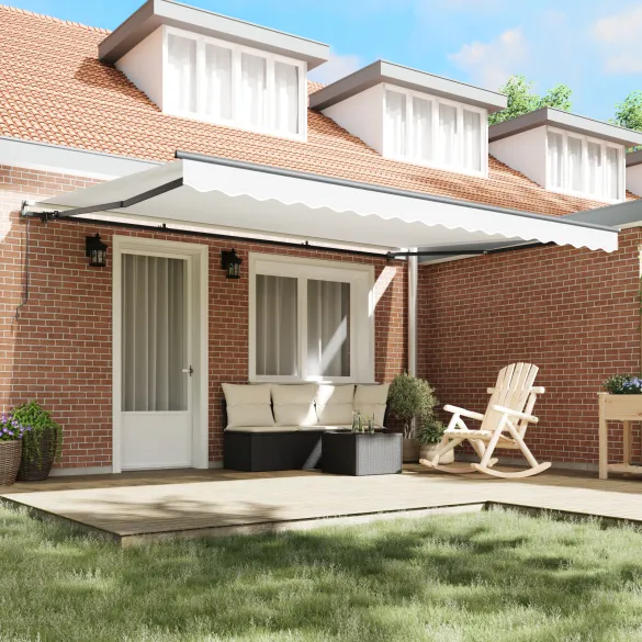 Marchiză manuală retractabilă albă 4.5x3.5 m - vidaXL