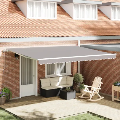 Marchiză Automată Retractabilă Gri 450x350 cm - Acril Rezistent