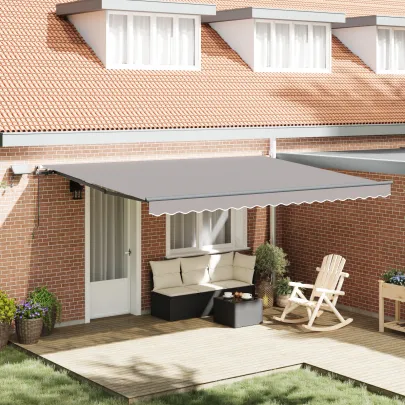 Marchiză Retractabilă Manuală cu LED Gri 450x350 cm