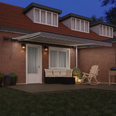 Marchiză Retractabilă Manuală cu LED Gri 450x350 cm
