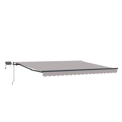Marchiză Retractabilă Manuală cu LED Gri 450x350 cm