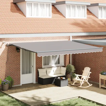 Marchiză Automată cu LED Gri 450x350 cm - Material Schimb | vidaXL