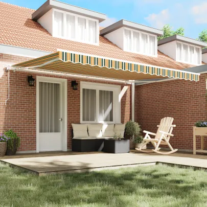 Marchiză Automată Exterior 4.5x3.5 m - Verde și Galben