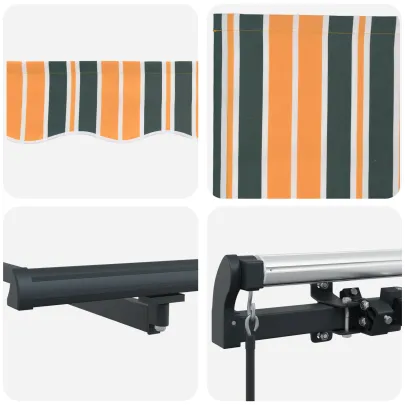 Marchiză Manuală Retractabilă Verde/Galben 450x350 cm