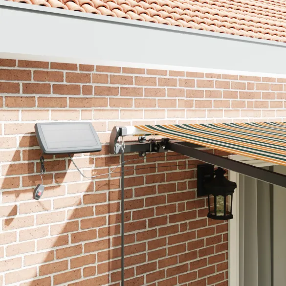 Marchiză Retractabilă LED Exterior 450x350 cm Verde-Galben