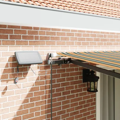 Marchiză Retractabilă LED Exterior 450x350 cm Verde-Galben