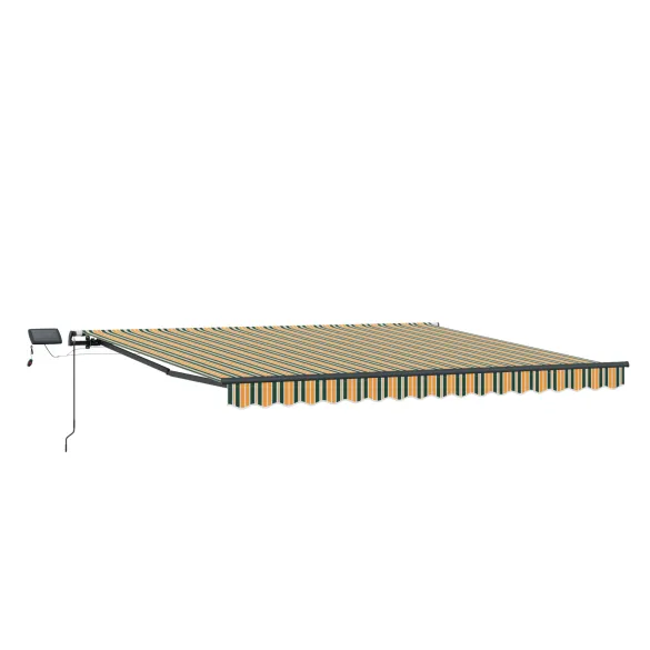 Marchiză Retractabilă LED Exterior 450x350 cm Verde-Galben