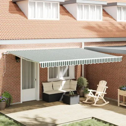 Marchiză Automată Exterior 4.5x3.5 m - Verde și Alb | vidaXL