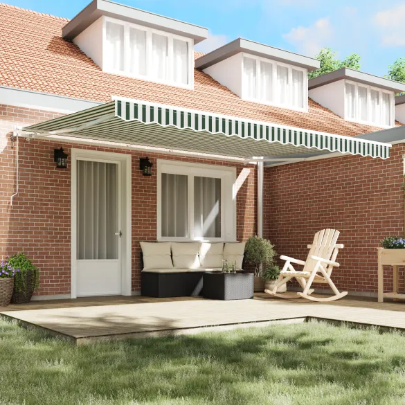 Marchiză Automată Exterior 4.5x3.5 m - Verde și Alb | vidaXL