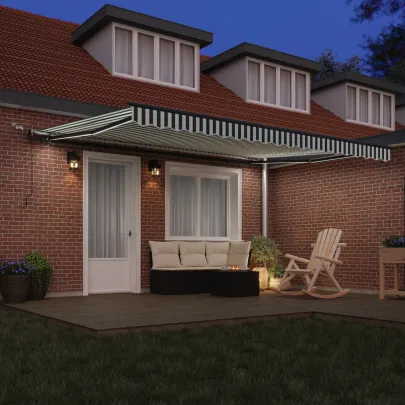Marchiză Retractabilă Automată cu LED Verde-Alb 450x350 cm