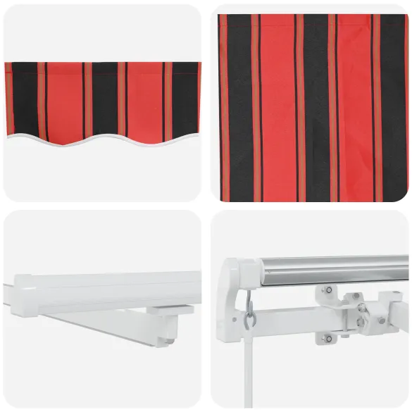 Marchiză retractabilă manuală cu LED-uri portocalii și maro 500x300cm