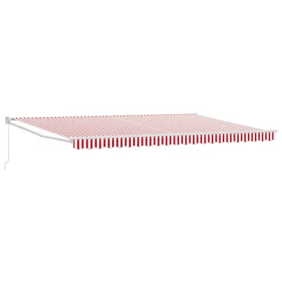 Marchiză Retractabilă Manuală Dungi Roșii-Albe 5x3m