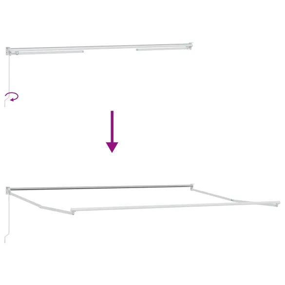 Marchiză Retractabilă Manuală Dungi Roșii-Albe 5x3m