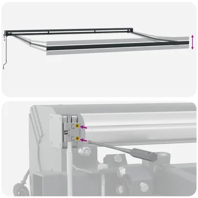 Marchiză Retractabilă Exterior 500x300 cm - Dungi Roșu-Alb