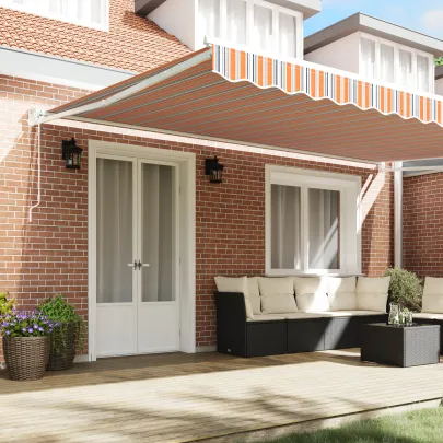 Marchiză Retractabilă Automată 500x300 cm - Dungi Multicolore