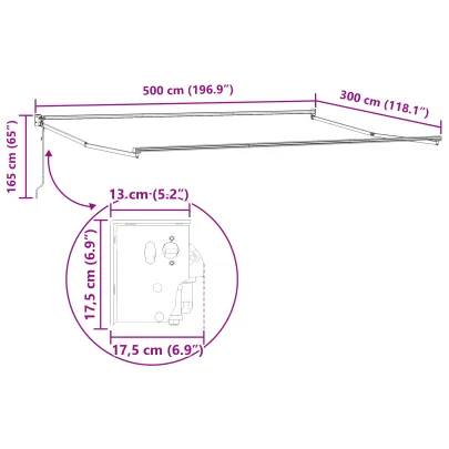 Marchiză Retractabilă Automată 500x300 cm - Dungi Multicolore