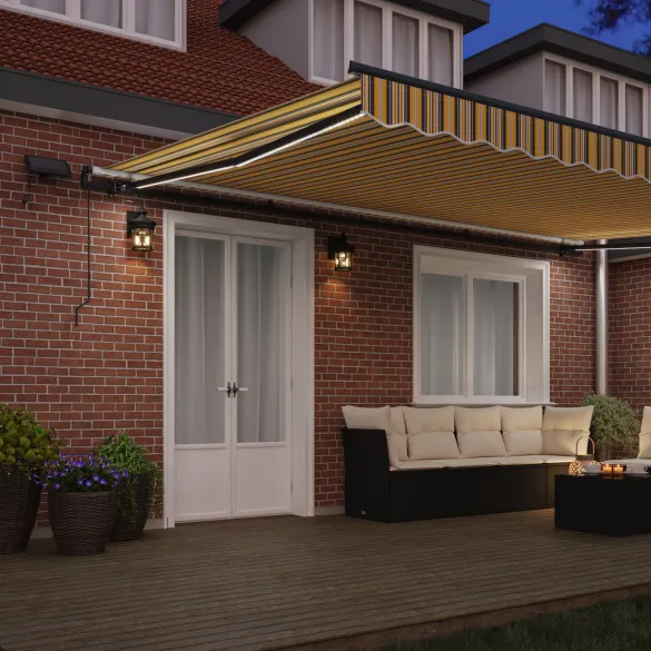Marchiză Retractabilă Manuală cu LED pentru Exterior 500x300 cm