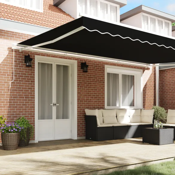Marchiză Retractabilă Manuală 5x3 m Negru - Umbră Exterioară
