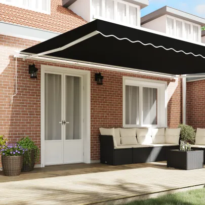 Marchiză Retractabilă Manuală 5x3 m Negru - Umbră Exterioară