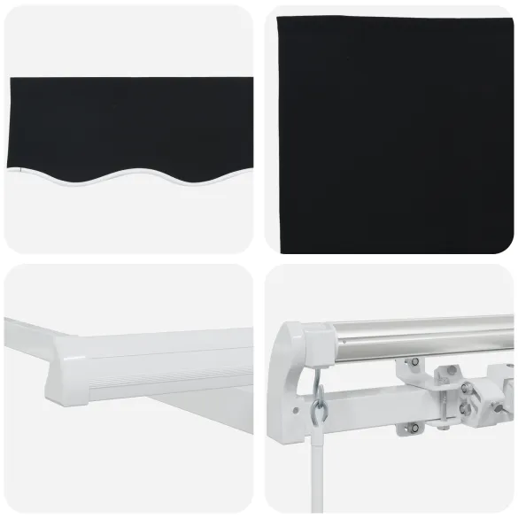 Marchiză Retractabilă Manuală 5x3 m Negru - Umbră Exterioară
