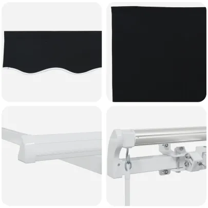 Marchiză Retractabilă Manuală 5x3 m Negru - Umbră Exterioară