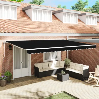 Marchiză Automată Retractabilă 500x300 cm - Negru | vidaXL