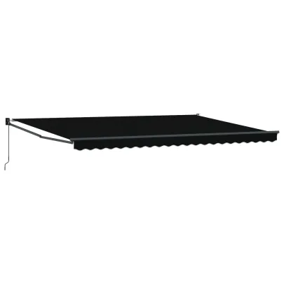 Marchiză Retractabilă Manuală 5x3m Negru - Umbră Exterior | vidaXL