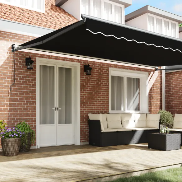 Marchiză Retractabilă Manuală 5x3m Negru - Umbră Exterior | vidaXL