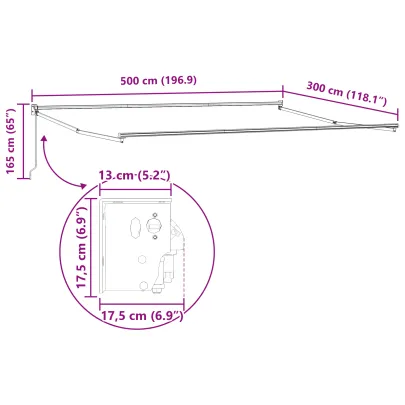 Marchiză Retractabilă Manuală 5x3m Negru - Umbră Exterior | vidaXL