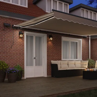 Marchiză Manuală Retractabilă cu LED 5x3m Bej - VidaXL