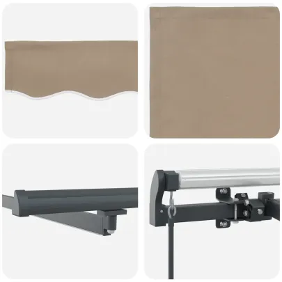 Marchiză Manuală Retractabilă cu LED 5x3m Bej - VidaXL