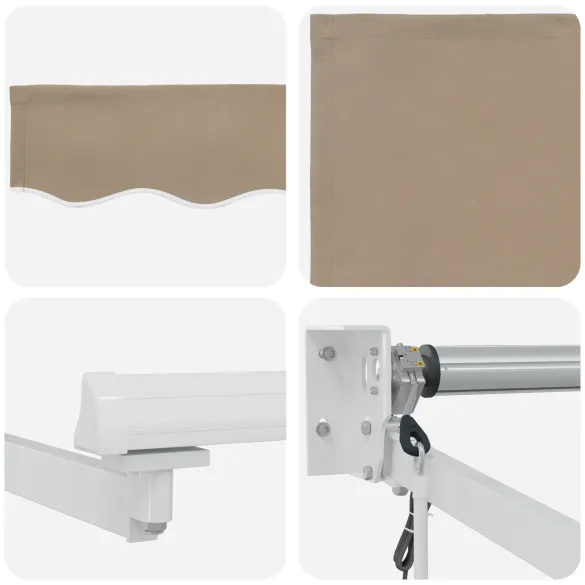 Material Marchiză Retractabilă Automată 5x3 m Bej | vidaXL