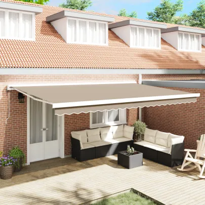 Material înlocuire marchiză retractabilă 5x3 m Bej | vidaXL