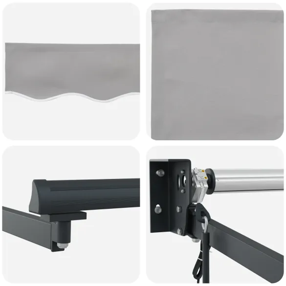 Material Marchiză Automată 5x3 m Gri | Ușor de Montat