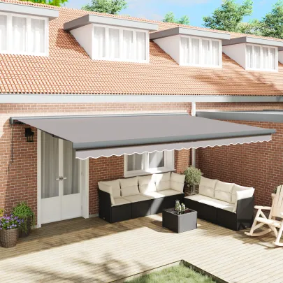 Marchiză Manuală Retractabilă 5x3 m Gri Deschis - Umbră Exterioară